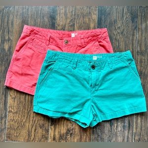 2 pairs of GAP shorts size 4 - coral pink and turquoise